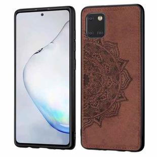 For Galaxy M60S/A81/Note 10 Lite Mandala Embossed Cloth + PC + TPU Mobile Phone Case with Magnetic Function & Hand Strap(Brown)