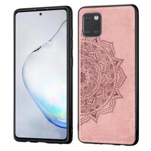 For Galaxy M60S/A81/Note 10 Lite Mandala Embossed Cloth + PC + TPU Mobile Phone Case with Magnetic Function & Hand Strap(Rose Gold)