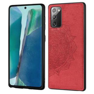 For Samsung Galaxy Note 20 Ultra Mandala Embossed Cloth + PC + TPU Mobile Phone Case with Magnetic Function & Hand Strap(Red)