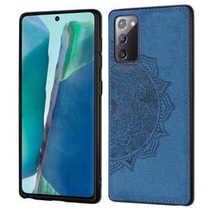 For Samsung Galaxy Note 20 Ultra Mandala Embossed Cloth + PC + TPU Mobile Phone Case with Magnetic Function & Hand Strap(Blue)