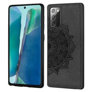 For Samsung Galaxy Note 20 Mandala Embossed Cloth + PC + TPU Mobile Phone Case with Magnetic Function & Hand Strap(Black)