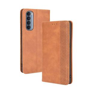 For OPPO Reno4 Pro 4G Magnetic Buckle Retro Crazy Horse Texture Horizontal Flip Leather Case, with Holder & Card Slots & Photo Frame(Brown)