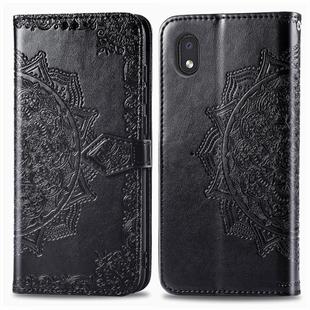 For Motorola One Fusion Plus Mandala Flower Embossed Horizontal Flip Leather Case with Bracket / Card Slot / Wallet / Lanyard(Black)