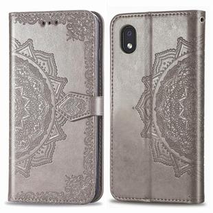 For Motorola One Fusion Plus Mandala Flower Embossed Horizontal Flip Leather Case with Bracket / Card Slot / Wallet / Lanyard(Gray)