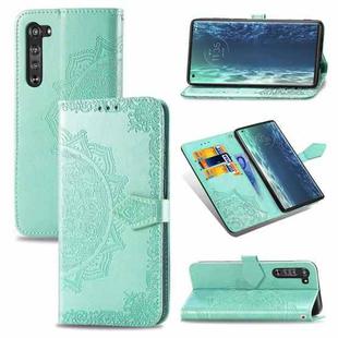 For Motorola Edge Mandala Flower Embossed Horizontal Flip Leather Case with Bracket / Card Slot / Wallet / Lanyard(Green)