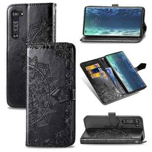 For Motorola Edge Mandala Flower Embossed Horizontal Flip Leather Case with Bracket / Card Slot / Wallet / Lanyard(Black)