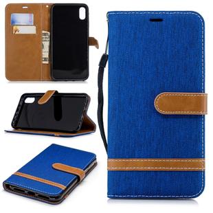 Color Matching Denim Texture Leather Case for iPhone XR, with Holder & Card Slots & Wallet & Lanyard(Royal Blue)