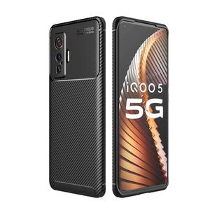 For vivo IQOO 5 Pro Carbon Fiber Texture Shockproof TPU Case(Black)