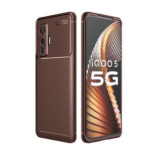 For vivo IQOO 5 Pro Carbon Fiber Texture Shockproof TPU Case(Brown)