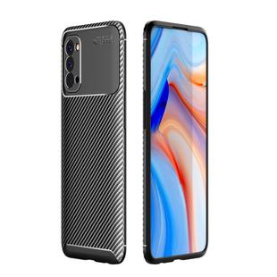 For OPPO Reno4 4G Global Official Version Carbon Fiber Texture Shockproof TPU Case(Black)