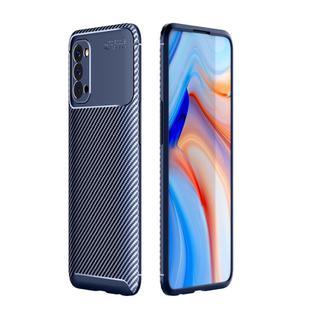For OPPO Reno4 4G Global Official Version Carbon Fiber Texture Shockproof TPU Case(Blue)