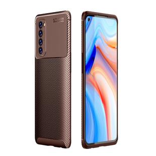 For OPPO Reno4 Pro 4G Global Official Version Carbon Fiber Texture Shockproof TPU Case(Brown)