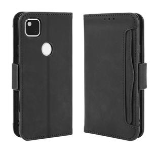 For Google Pixel 4a 4G Wallet Style Skin Feel Calf Pattern Leather Case with Separate Card Slot(Black)