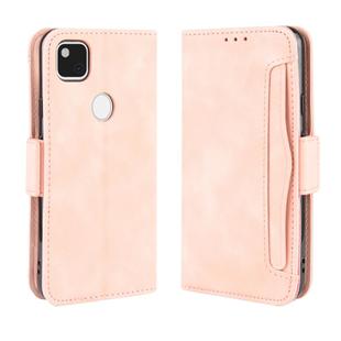 For Google Pixel 4a 4G Wallet Style Skin Feel Calf Pattern Leather Case with Separate Card Slot(Pink)