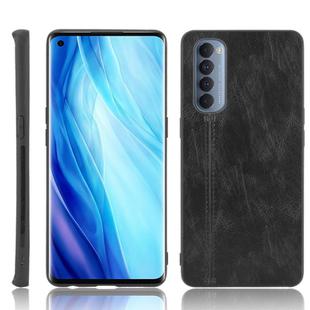 For Oppo Reno4 Pro 4G Shockproof Sewing Cow Pattern Skin PC + PU + TPU Case(Black)