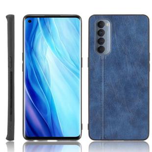 For Oppo Reno4 Pro 4G Shockproof Sewing Cow Pattern Skin PC + PU + TPU Case(Blue)