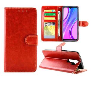 For Xiaomi Redmi 9 Crazy Horse Texture Leather Horizontal Flip Protective Case with Holder & Card Slots & Wallet & Photo Frame(Brown)