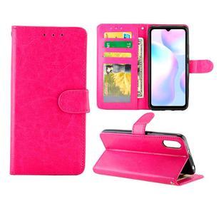 For Xiaomi Redmi 9A Crazy Horse Texture Leather Horizontal Flip Protective Case with Holder & Card Slots & Wallet & Photo Frame(Magenta)