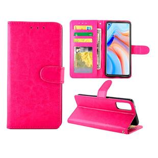 For OPPO Reno4 Crazy Horse Texture Leather Horizontal Flip Protective Case with Holder & Card Slots & Wallet & Photo Frame(Magenta)