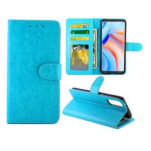 For OPPO Reno4 Crazy Horse Texture Leather Horizontal Flip Protective Case with Holder & Card Slots & Wallet & Photo Frame(baby Blue)