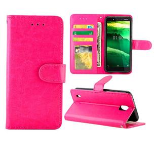 For Nokia C1 Crazy Horse Texture Leather Horizontal Flip Protective Case with Holder & Card Slots & Wallet & Photo Frame(Magenta)