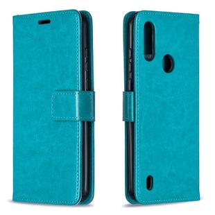 For Motorola Moto E6s (2020) Crazy Horse Texture Horizontal Flip Leather Case with Holder & Card Slots & Wallet & Photo Frame(Blue)