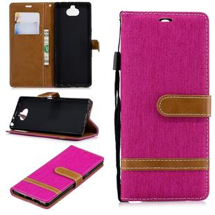 Color Matching Denim Texture Leather Case for Sony Xperia 10 / XA3, with Holder & Card Slots & Wallet & Lanyard(Rose Red)