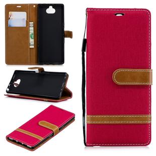 Color Matching Denim Texture Leather Case for Sony Xperia 10 / XA3, with Holder & Card Slots & Wallet & Lanyard(Red)