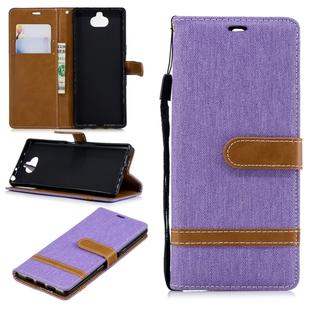 Color Matching Denim Texture Leather Case for Sony Xperia 10 / XA3, with Holder & Card Slots & Wallet & Lanyard(Purple)