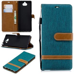 Color Matching Denim Texture Leather Case for Sony Xperia 10 / XA3, with Holder & Card Slots & Wallet & Lanyard(Green)
