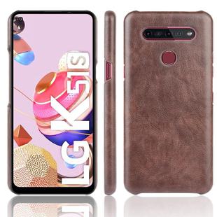 For LG K51S Shockproof Litchi Texture PC + PU Case(Brown)