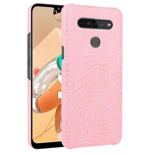 For LG K41S Shockproof Crocodile Texture PC + PU Case(Pink)