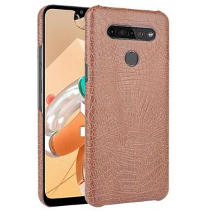 For LG K41S Shockproof Crocodile Texture PC + PU Case(Broiwn)