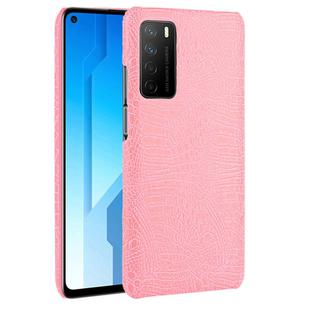 For Huawei Honor Play4 Shockproof Crocodile Texture PC + PU Case(Pink)
