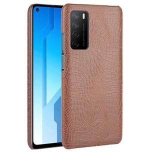 For Huawei Honor Play4 Shockproof Crocodile Texture PC + PU Case(Brown)