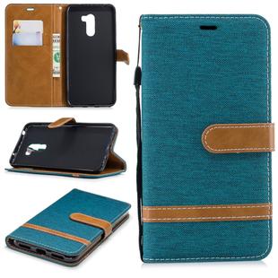 Color Matching Denim Texture Leather Case for Xiaomi Pocophone F1, with Holder & Card Slots & Wallet & Lanyard(Green)