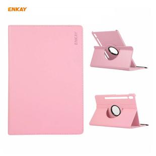 ENKAY for Samsung Galaxy Tab S8 / Galaxy Tab S7 11.0 T870 / T875 ENK-8012 360 Degree Rotation Litchi Texture Horizontal Flip PU Leather Smart Case with Holder & Sleep / Wake-up(Pink)