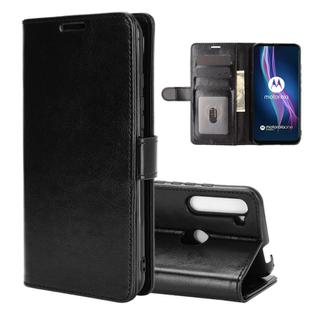 For Motorola One Fusion+ R64 Texture Single Horizontal Flip Protective Case with Holder & Card Slots & Wallet& Photo Frame(Black)