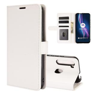 For Motorola One Fusion+ R64 Texture Single Horizontal Flip Protective Case with Holder & Card Slots & Wallet& Photo Frame(White)