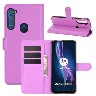 For Motorola One Fusion+ Litchi Texture Horizontal Flip Protective Case with Holder & Card Slots & Wallet(Purple)