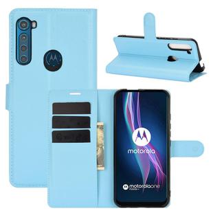 For Motorola One Fusion+ Litchi Texture Horizontal Flip Protective Case with Holder & Card Slots & Wallet(Blue)