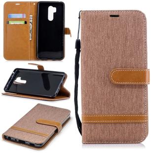 Color Matching Denim Texture Leather Case for LG G7, with Holder & Card Slots & Wallet & Lanyard(Brown)