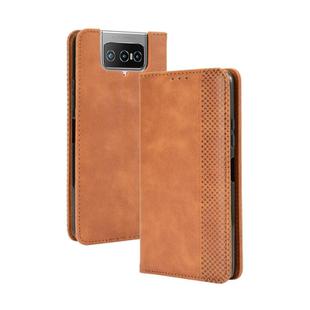 For Asus Zenfone 7 ZS670KS/Zenfone 7 Pro ZS671KS Magnetic Buckle Retro Crazy Horse Texture Horizontal Flip Leather Case  , with Holder & Card Slots & Photo Frame(Brown)