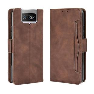 For Asus Zenfone 7 ZS670KS/Zenfone 7 Pro ZS671KS Wallet Style Skin Feel Calf Pattern Leather Case ，with Separate Card Slot(Brown)