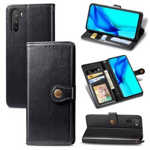 For Huawei Mate 40 Lite/Maimang 9 Solid Color Leather Buckle Phone Case with Lanyard & Photo Frame & Card Slot & Wallet & Stand Function(Black)