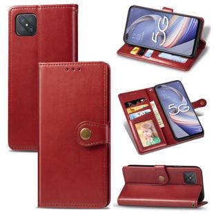 For OPPO A92s Solid Color Leather Buckle Phone Case with Lanyard & Photo Frame & Card Slot & Wallet & Stand Function(Red)