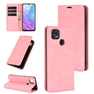 For ZTE Blade 10 Smart / Blade 20 Retro-skin Business Magnetic Suction Leather Case with Holder & Card Slots & Wallet(Pink)