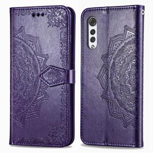 For LG Velvet 5G Mandala Flower Embossed Horizontal Flip Leather Case with Bracket / Card Slot / Wallet / Lanyard(Purple)
