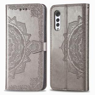 For LG Velvet 5G Mandala Flower Embossed Horizontal Flip Leather Case with Bracket / Card Slot / Wallet / Lanyard(Gray)