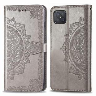 For OPPO A92S Mandala Flower Embossed Horizontal Flip Leather Case with Bracket / Card Slot / Wallet / Lanyard(Gray)
